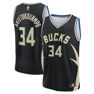 Giannis Antetokounmpo Milwaukee Bucks Fanatics Youth Fast Break Replica Player Jersey - Statement Edition - Black