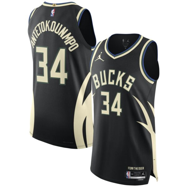 Giannis Antetokounmpo Milwaukee Bucks Jordan Brand Authentic Player Jersey - Statement Edition - Black - Image 2