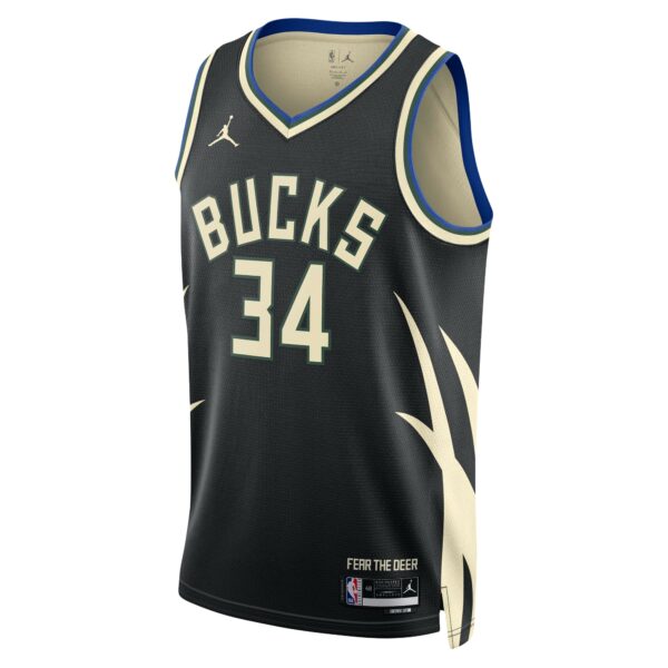 Giannis Antetokounmpo Milwaukee Bucks Jordan Brand Unisex Swingman Jersey - Statement Edition - Black - Image 3