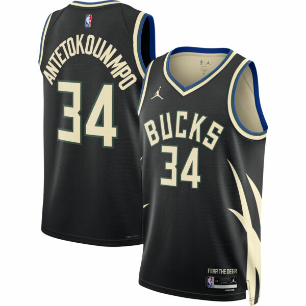 Giannis Antetokounmpo Milwaukee Bucks Jordan Brand Unisex Swingman Jersey - Statement Edition - Black - Image 2