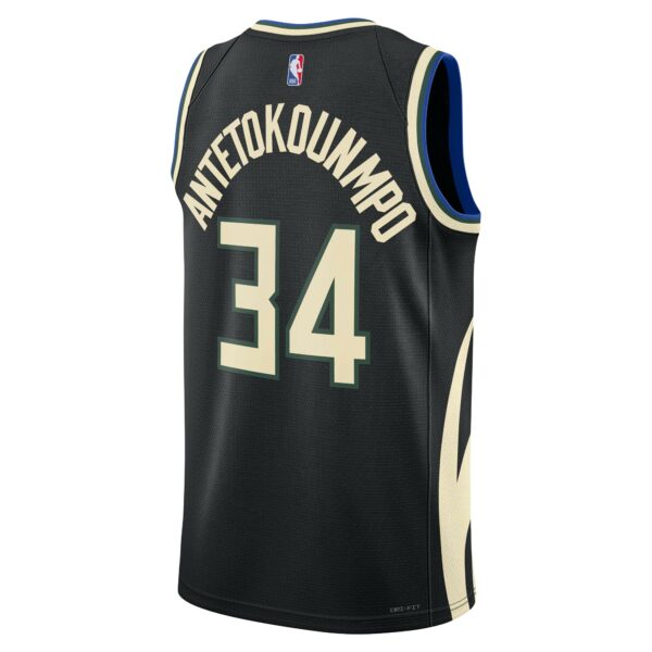 Giannis Antetokounmpo Milwaukee Bucks Jordan Brand Unisex Swingman Jersey - Statement Edition - Black - Image 4