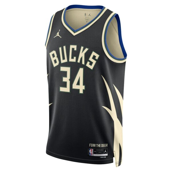 Giannis Antetokounmpo Milwaukee Bucks Jordan Brand Unisex Swingman Jersey - Statement Edition - Black - Image 3