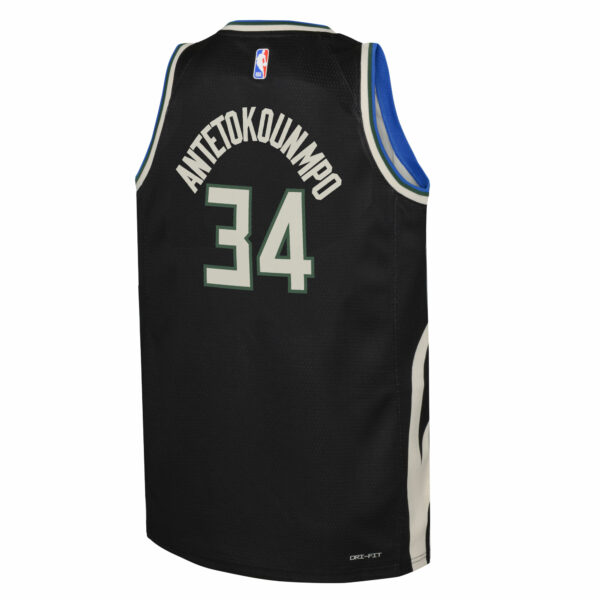 Giannis Antetokounmpo Milwaukee Bucks Jordan Brand Youth Swingman Jersey - Statement Edition - Black - Image 4