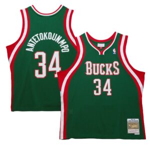 Giannis Antetokounmpo Milwaukee Bucks Mitchell & Ness 2013/14 Hardwood Classics Swingman Jersey - Hunter Green