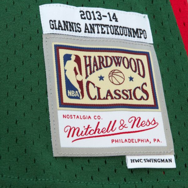 Giannis Antetokounmpo Milwaukee Bucks Mitchell & Ness 2013/14 Hardwood Classics Swingman Jersey - Hunter Green - Image 6