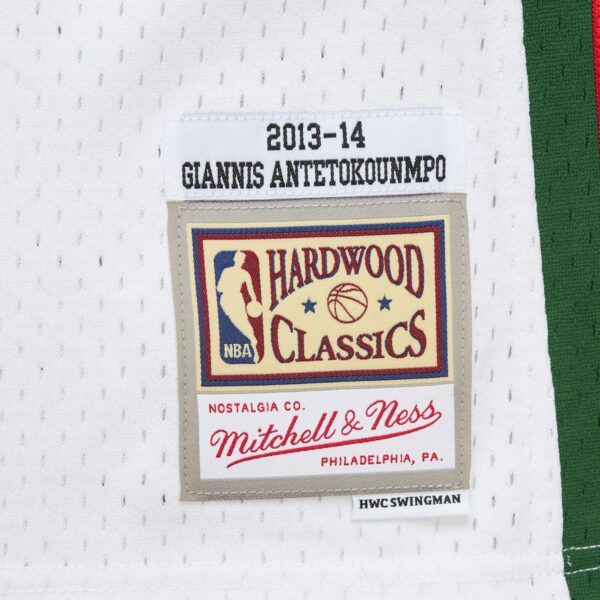 Giannis Antetokounmpo Milwaukee Bucks Mitchell & Ness 2013/14 Hardwood Classics Swingman Jersey - White - Image 7
