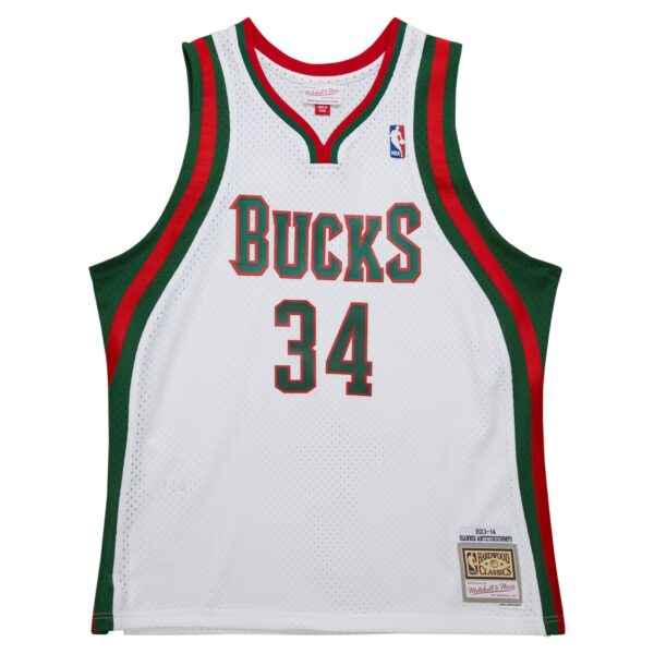 Giannis Antetokounmpo Milwaukee Bucks Mitchell & Ness 2013/14 Hardwood Classics Swingman Jersey - White - Image 3