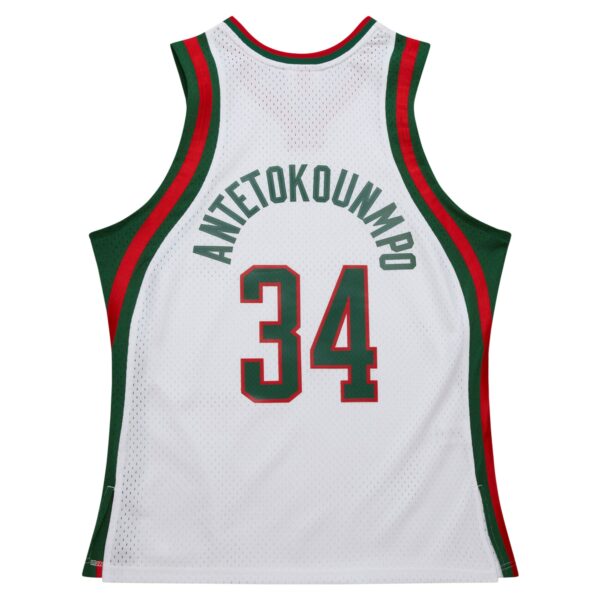 Giannis Antetokounmpo Milwaukee Bucks Mitchell & Ness 2013/14 Hardwood Classics Swingman Jersey - White - Image 4