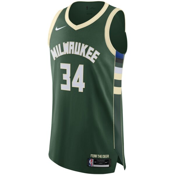 Giannis Antetokounmpo Milwaukee Bucks Nike Authentic Jersey - Icon Edition - Hunter Green - Image 3