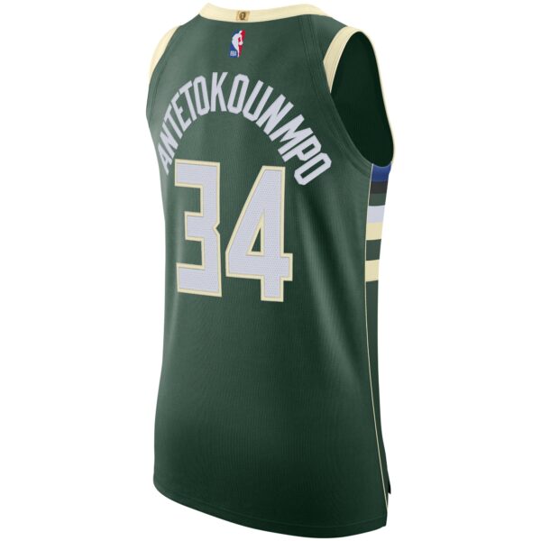 Giannis Antetokounmpo Milwaukee Bucks Nike Authentic Jersey - Icon Edition - Hunter Green - Image 4