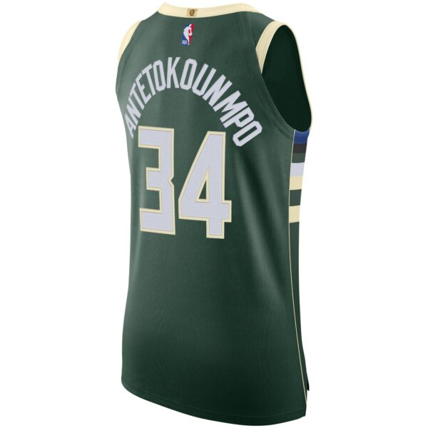 Giannis Antetokounmpo Milwaukee Bucks Nike Authentic Jersey - Icon Edition - Hunter Green - Image 4