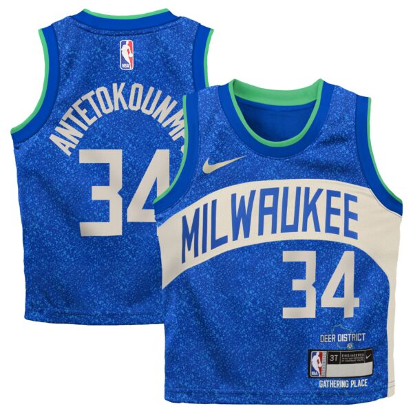 Giannis Antetokounmpo Milwaukee Bucks Nike Infant Swingman Replica Jersey - City Edition - Royal - Image 2