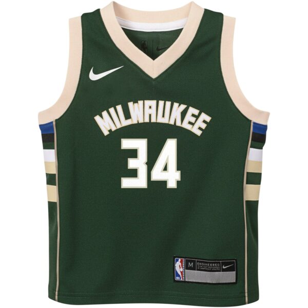 Giannis Antetokounmpo Milwaukee Bucks Nike Preschool Swingman Player Jersey - Icon Edition - Hunter Green - Image 3