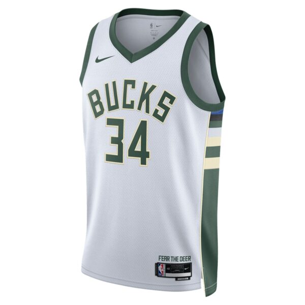 Giannis Antetokounmpo Milwaukee Bucks Nike Unisex Swingman Jersey - Association Edition - White - Image 3