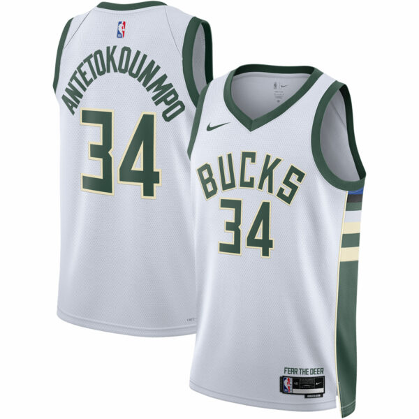 Giannis Antetokounmpo Milwaukee Bucks Nike Unisex Swingman Jersey - Association Edition - White - Image 2