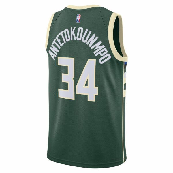 Giannis Antetokounmpo Milwaukee Bucks Nike Unisex Swingman Jersey - Icon Edition - Hunter Green - Image 4