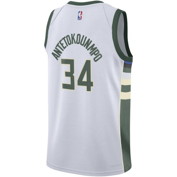 Giannis Antetokounmpo Milwaukee Bucks Nike Youth Swingman Jersey - Association Edition - White - Image 4