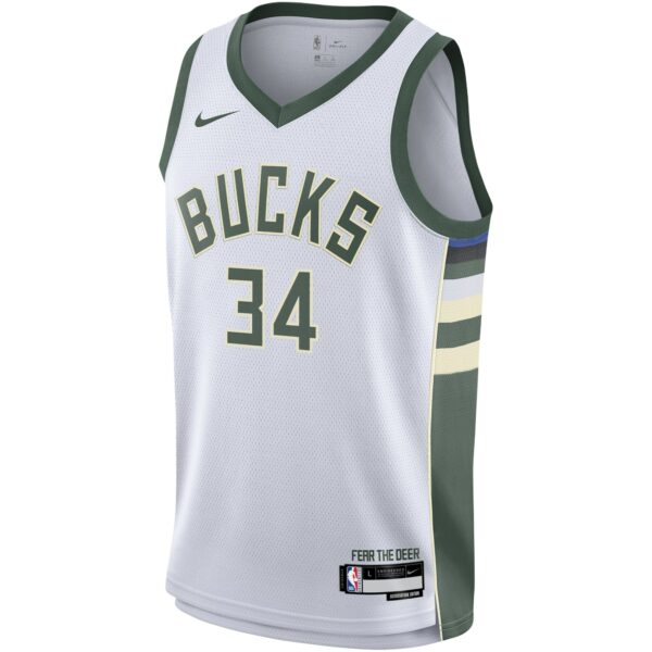 Giannis Antetokounmpo Milwaukee Bucks Nike Youth Swingman Jersey - Association Edition - White - Image 3