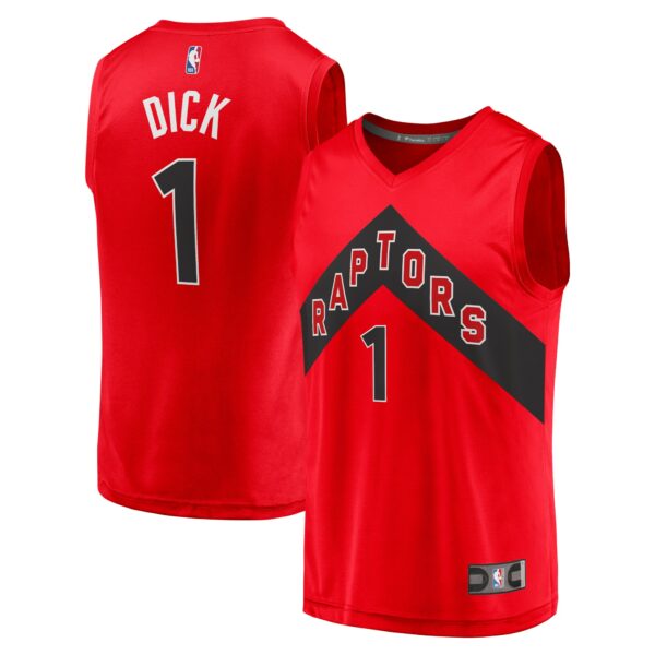Gradey Dick Toronto Raptors Fanatics Youth Fast Break Player Jersey - Icon Edition - Red - Image 2