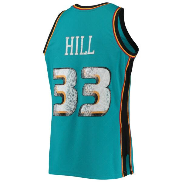 Grant Hill Detroit Pistons Mitchell & Ness 1998/99 Hardwood Classics NBA 75th Anniversary Diamond Swingman Jersey - Teal - Image 4