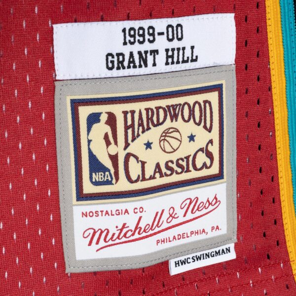 Grant Hill Detroit Pistons Mitchell & Ness Hardwood Classics 1999/00 Split Swingman Jersey - Teal/Red - Image 5