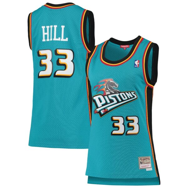 Grant Hill Detroit Pistons Mitchell & Ness Women's 1998/99 Hardwood Classics Swingman Jersey - Teal - Image 2