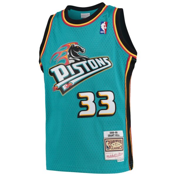 Grant Hill Detroit Pistons Mitchell & Ness Youth 1998-99 Hardwood Classics Swingman Jersey - Teal - Image 3