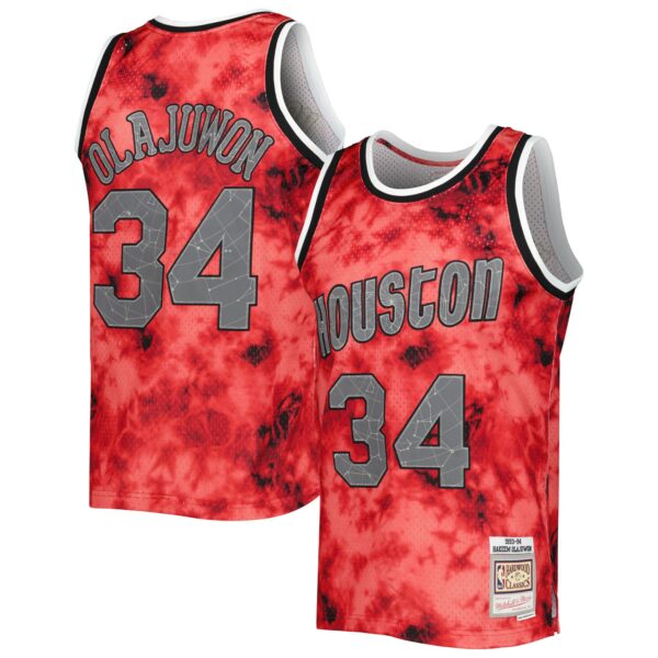 Hakeem Olajuwon Houston Rockets Mitchell & Ness 1993/94 Galaxy Swingman Jersey - Red - Image 2