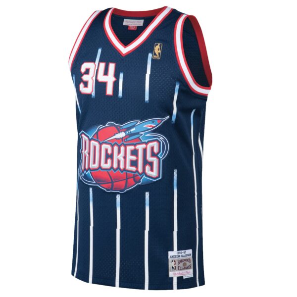 Hakeem Olajuwon Houston Rockets Mitchell & Ness 1996/97 Hardwood Classics Swingman Jersey - Navy - Image 3