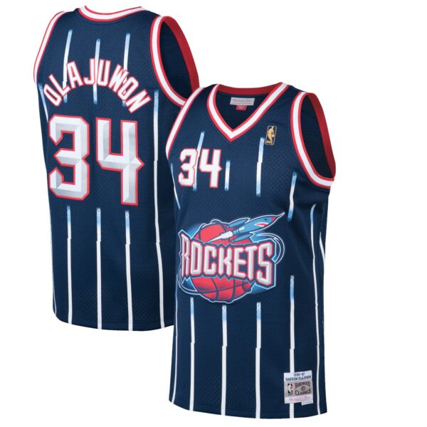 Hakeem Olajuwon Houston Rockets Mitchell & Ness 1996/97 Hardwood Classics Swingman Jersey - Navy - Image 2