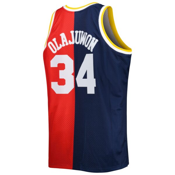 Hakeem Olajuwon Houston Rockets Mitchell & Ness Big & Tall Hardwood Classics 1993/94 Split Swingman Jersey - Navy/Red - Image 4