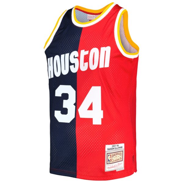 Hakeem Olajuwon Houston Rockets Mitchell & Ness Hardwood Classics 1993/94 Split Swingman Jersey - Navy/Red - Image 3