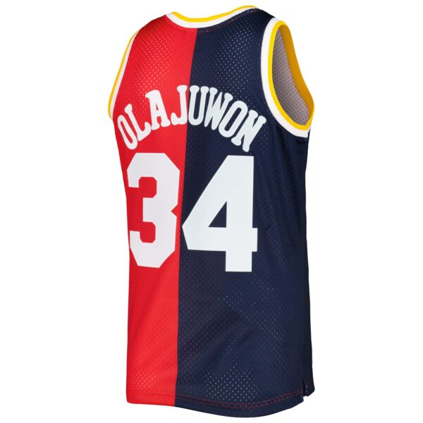 Hakeem Olajuwon Houston Rockets Mitchell & Ness Hardwood Classics 1993/94 Split Swingman Jersey - Navy/Red - Image 4