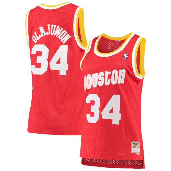 Hakeem Olajuwon Houston Rockets Mitchell & Ness Women's 1993/94 Hardwood Classics Swingman Jersey - Red - Image 2