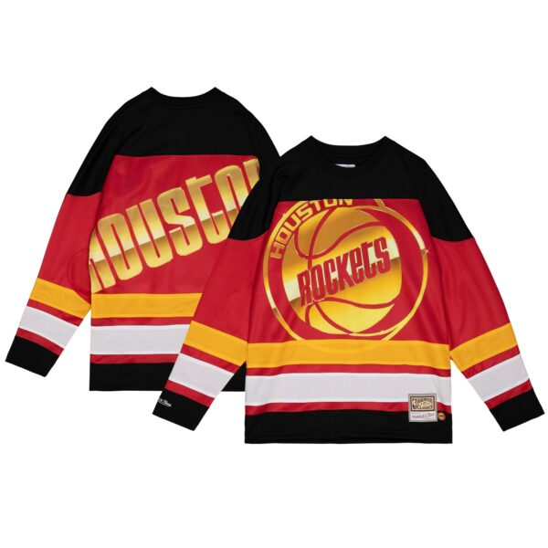 Houston Rockets Mitchell & Ness Women's Hardwood Classics Big Face 4.0 Hockey Jersey - Red - Image 2