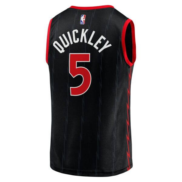 Immanuel Quickley Toronto Raptors Fanatics Fast Break Player Jersey - Statement Edition - Black - Image 4