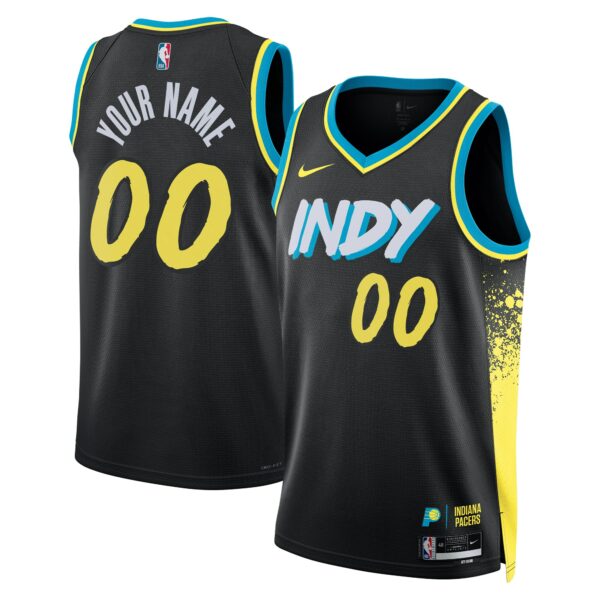 Indiana Pacers Nike Unisex 2023/24 Custom Swingman Jersey - Black - City Edition - Image 2