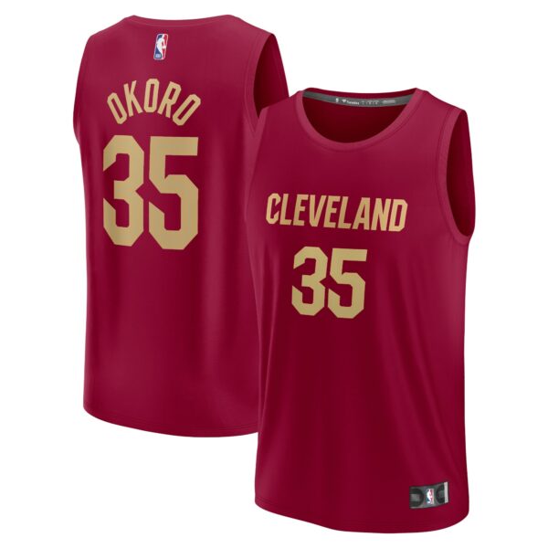 Isaac Okoro Cleveland Cavaliers Fanatics Fast Break Replica Jersey - Icon Edition - Wine - Image 2