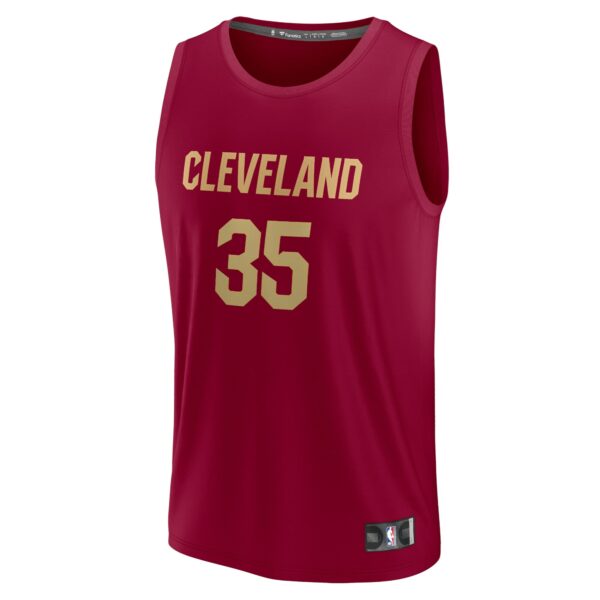 Isaac Okoro Cleveland Cavaliers Fanatics Fast Break Replica Jersey - Icon Edition - Wine - Image 3