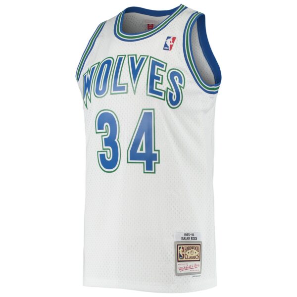 Isaiah Rider Minnesota Timberwolves Mitchell & Ness 1995/96 Hardwood Classics Swingman Jersey - White - Image 3
