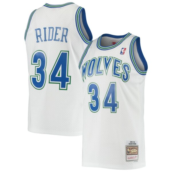 Isaiah Rider Minnesota Timberwolves Mitchell & Ness 1995/96 Hardwood Classics Swingman Jersey - White - Image 2