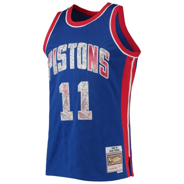 Isiah Thomas Detroit Pistons Mitchell & Ness 1988/89 Hardwood Classics NBA 75th Anniversary Diamond Swingman Jersey - Blue - Image 3
