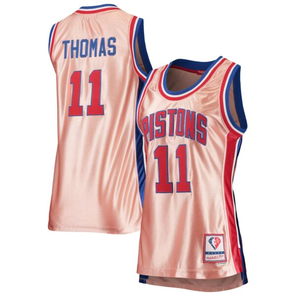 Isiah Thomas Detroit Pistons Mitchell & Ness Women's 75th Anniversary Rose Gold 1982 Swingman Jersey - Pink - Image 2