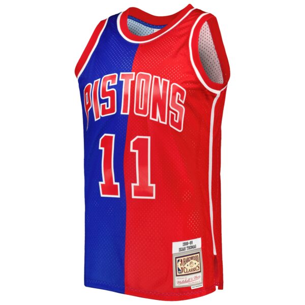 Isiah Thomas Isiah Thomas Mitchell & Ness Hardwood Classics 1988/89 Split Swingman Jersey - Blue/Red - Image 3
