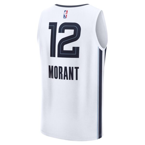 Ja Morant Memphis Grizzlies Fanatics Fast Break Replica Player Jersey - Association Edition - White - Image 4
