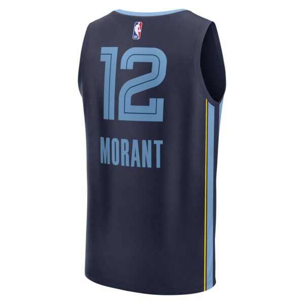 Ja Morant Memphis Grizzlies Fanatics Fast Break Replica Player Jersey - Icon Edition - Navy - Image 4