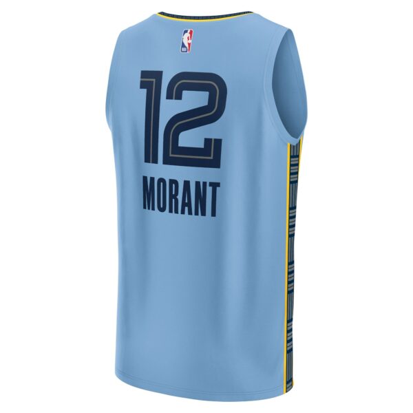 Ja Morant Memphis Grizzlies Fanatics Fast Break Replica Player Jersey - Statement Edition - Light Blue - Image 4