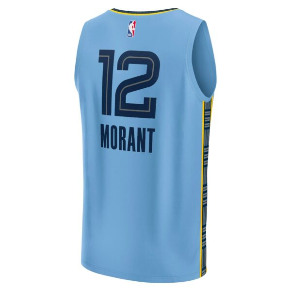 Ja Morant Memphis Grizzlies Fanatics Youth Fast Break Player Jersey - Statement Edition - Light Blue - Image 4