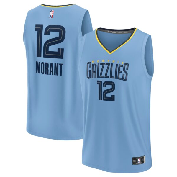 Ja Morant Memphis Grizzlies Fanatics Youth Fast Break Replica Player Jersey - Statement Edition - Light Blue - Image 2