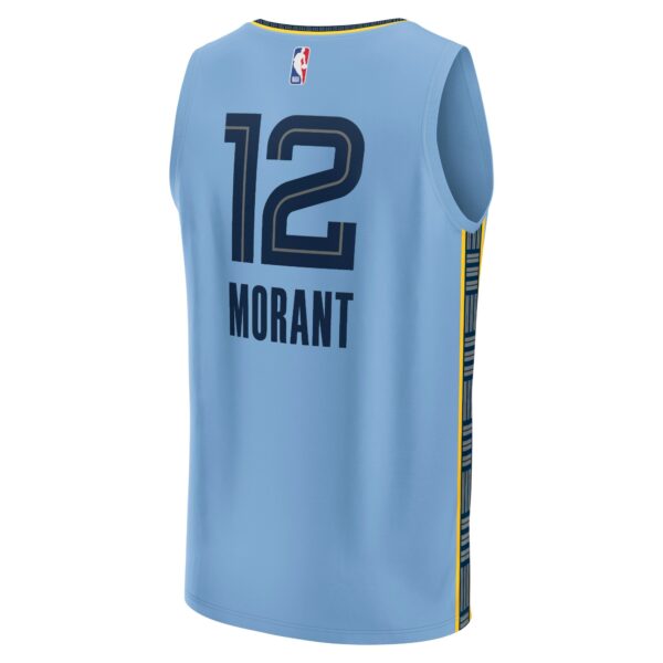 Ja Morant Memphis Grizzlies Fanatics Youth Fast Break Replica Player Jersey - Statement Edition - Light Blue - Image 4